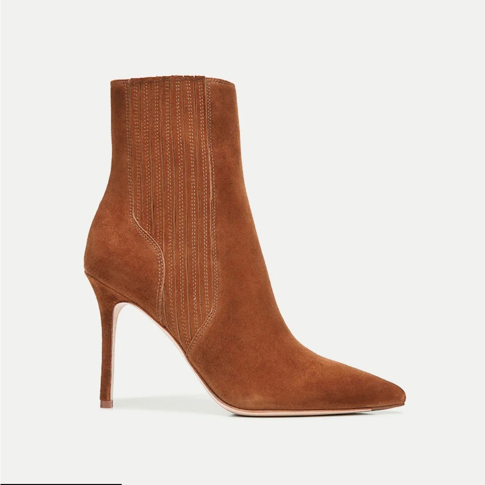 Veronica Beard “The Lisa” Chesnut Suede Ankle Boots